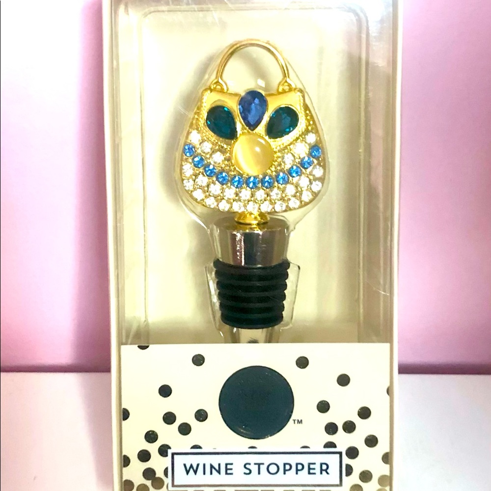 MODERN EXPRESSION Wine Bottle Stopper Gold Tone/Rhinestone Purse - NIB - NWT